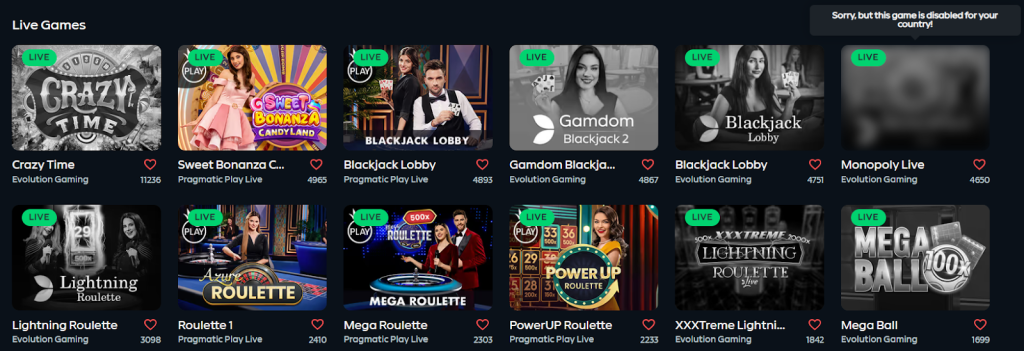 gamdom live casino